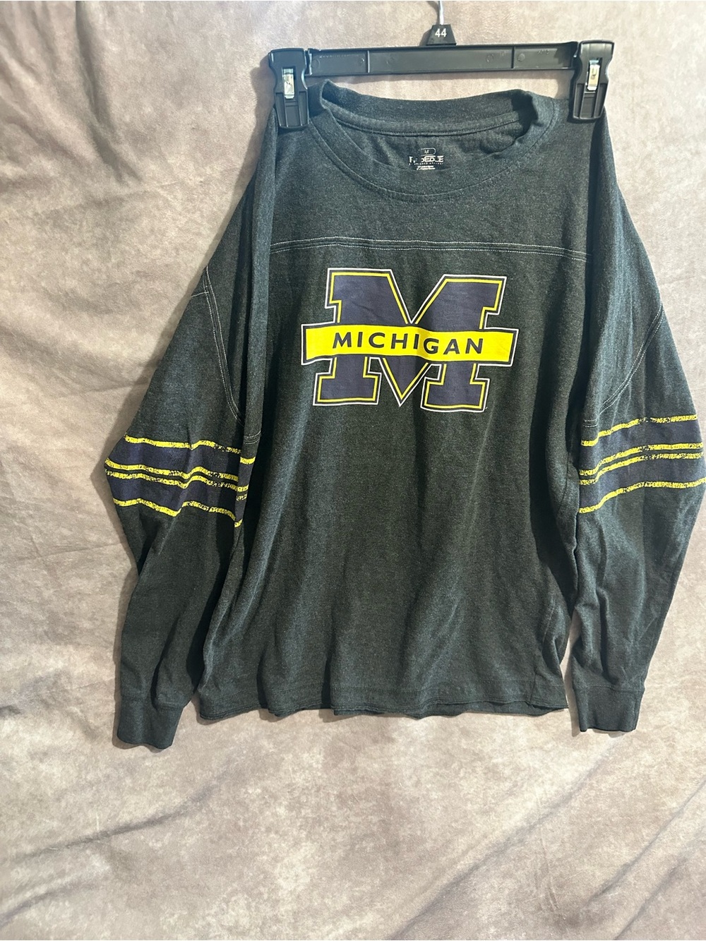 edge Black Long Sleeve Michigan Graphic Tee with Yellow Accent